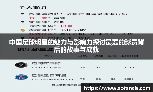 中国足球明星的魅力与影响力探讨最爱的球员背后的故事与成就